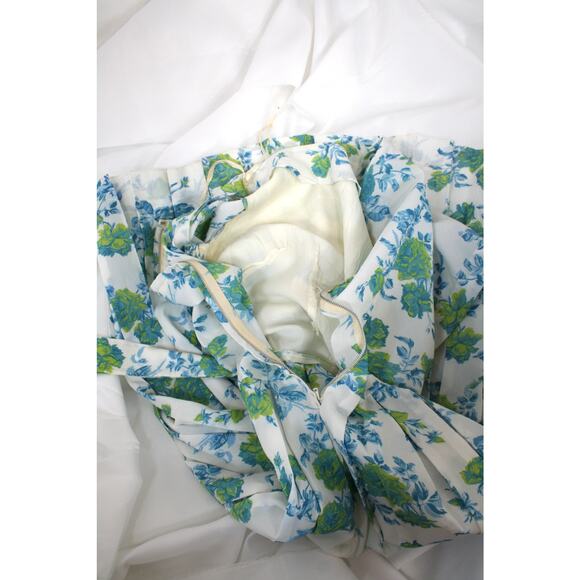 Vintage 50s 60s Dress MidCentury Spring Summer Floral Pleated Rockabilly Pin-Up - Picture 10 of 11